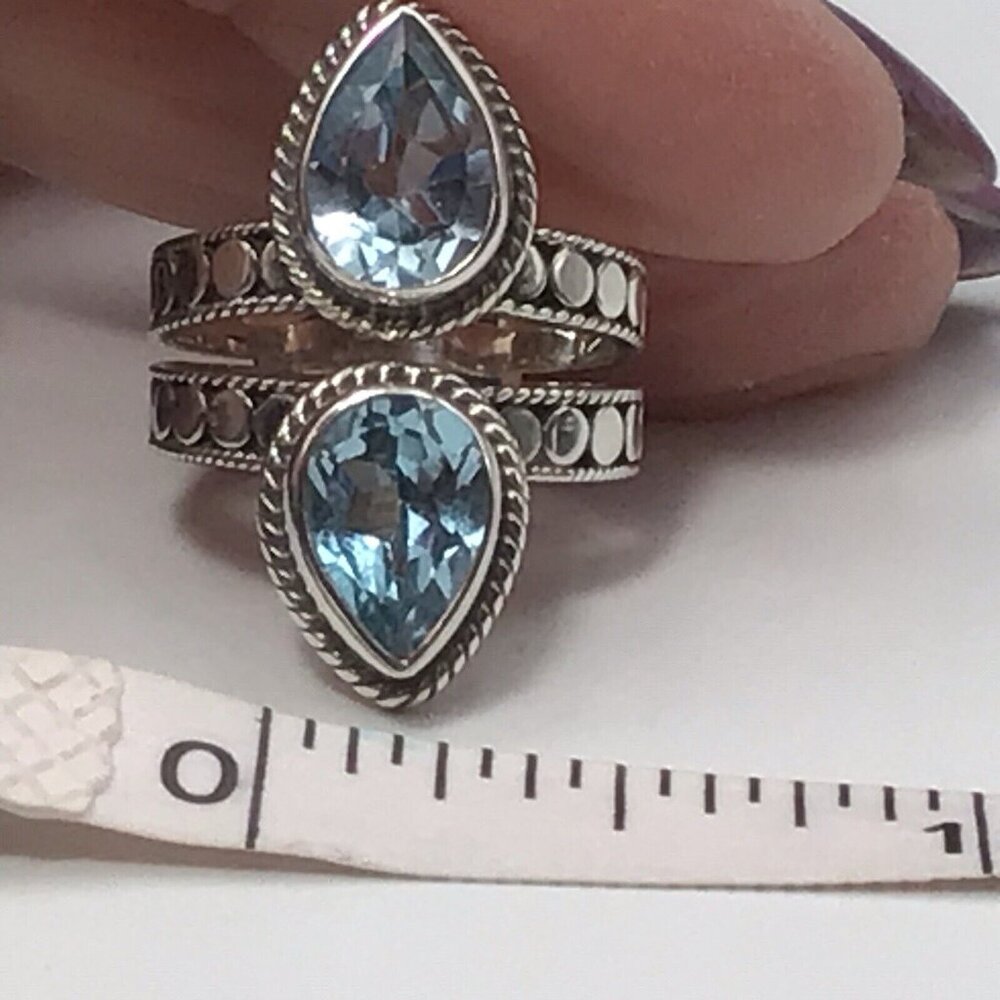 Sterling Silver Blue Topaz Ring Size 6 - Picture 7 of 12